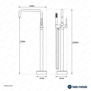 Torneira Monocomando de Piso para Banheira (Lena Dourada Fosca)