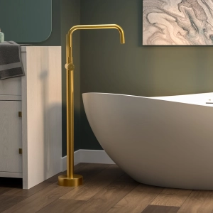 Torneira Monocomando de Piso para Banheira (Lena Dourada Fosca)