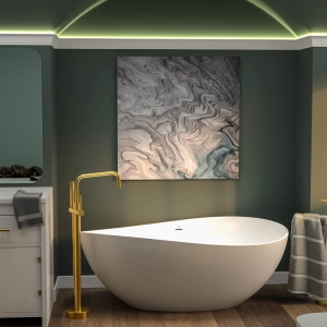 Torneira Monocomando de Piso para Banheira (Lena Dourada Fosca)