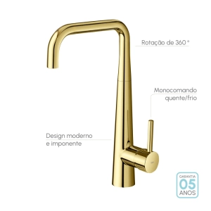 Torneira Monocomando Girat&oacute;ria de Cozinha (Maui Dourada)