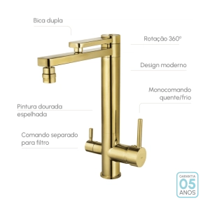 Torneira Monocomando Giratória de Filtro (Ibiza Dourada)