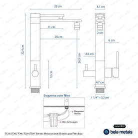 Produto Torneira Monocomando Giratória de Filtro (Ibiza Dourada) - Outlet