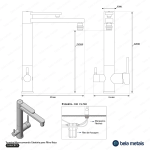 Torneira Monocomando Girat&oacute;ria de Filtro (Ibiza Grafite Fosca)