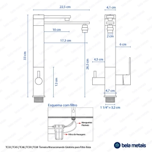 Torneira Monocomando Girat&oacute;ria de Filtro (Ibiza Ros&eacute; Gold)