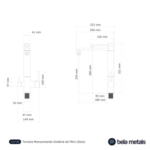Torneira Monocomando Giratória de Filtro (Ibiza Dourada)
