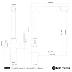 Produto Torneira Monocomando Giratória de Filtro (Ubatuba Ouro Fosca) - Outlet