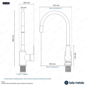 Torneira Monocomando Gourmet de Cozinha (Campeche Preta)