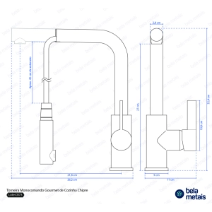 Torneira Monocomando Gourmet de Cozinha (Chipre Grafite Fosca)