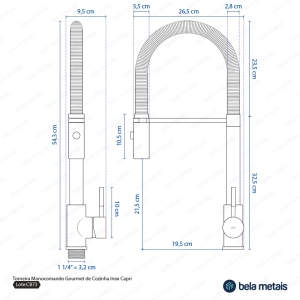 Torneira Monocomando Gourmet de Cozinha Inox (Capri Dourada Fosca)