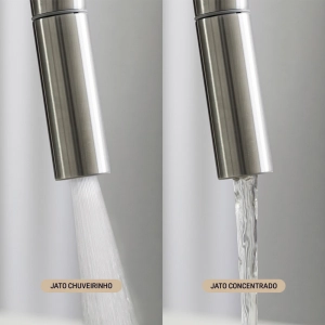 Torneira Monocomando Gourmet de Cozinha Inox (Maldivas Escovada)