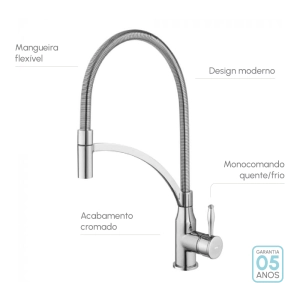 Torneira Monocomando Gourmet de Cozinha (Riviera Cromada)