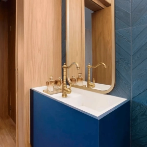 Torneira Monocomando Retrô Alta para Banheiro (Douro Dourada Fosca)