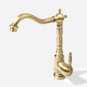 Torneira Monocomando Retrô Alta para Banheiro (Douro Dourada Fosca)