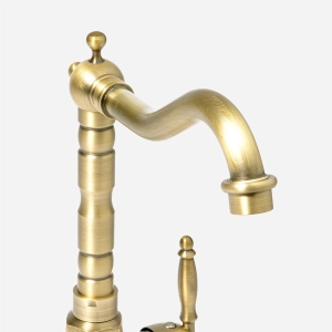 Torneira Monocomando Retrô Alta para Banheiro (Douro Dourada Fosca)