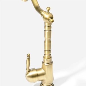 Torneira Monocomando Retrô Alta para Banheiro (Douro Dourada Fosca)