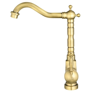 Torneira Monocomando Retrô Alta para Banheiro (Douro Dourada Fosca)