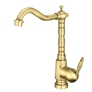 Torneira Monocomando Retrô Alta para Banheiro (Douro Dourada Fosca)