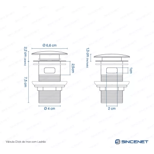 Válvula Click de Inox para Cubas com Ladrão (Cromada)