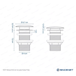 Válvula Click de Inox para Cubas (Cromada) - Outlet