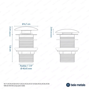 V&aacute;lvula Click de Lou&ccedil;a para Cubas (Branca)