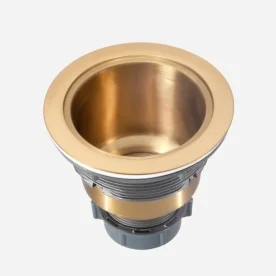 Produto Válvula Inox para Cuba Fazenda 4 1/2" Tampa e Cesto (Dourada Fosca) - Outlet