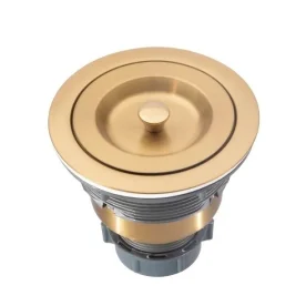 Produto Válvula Inox para Cuba Fazenda 4 1/2" Tampa e Cesto (Dourada Fosca) - Outlet